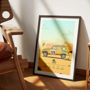 Illustration, Affiche personnalisée Renault 4L - 4L trophy, Blue Rally Europe, Blue Rally Bardenas, Blue Rally Écosse, les 4 Alpes