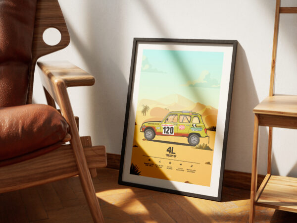 Illustration, Affiche personnalisée Renault 4L - 4L trophy, Blue Rally Europe, Blue Rally Bardenas, Blue Rally Écosse, les 4 Alpes