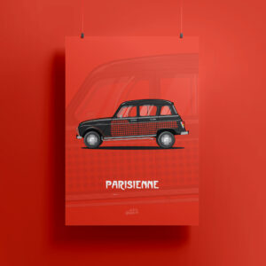 Affiche Renault 4L Parisienne Rouge