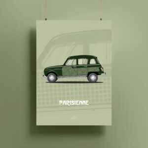 Affiche Renault 4L Parisienne Verte