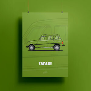 Affiche Renault 4L Safari Verte