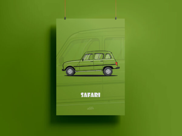 Affiche Renault 4L Safari Verte