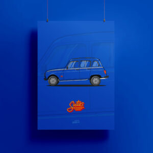 Affiche Renault 4L Sixties Bleu