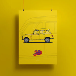 Affiche Renault 4L Sixties Jaune