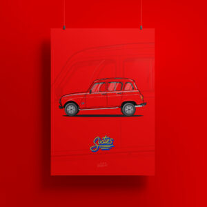 Affiche Renault 4L Sixties Rouge