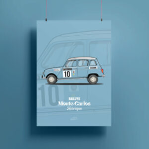 Affiche Renault 4L - Rallye historique Monte-Carlos