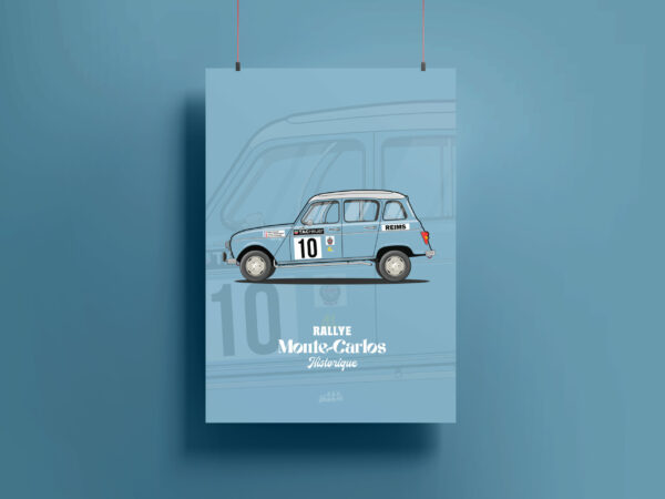 Affiche Renault 4L - Rallye historique Monte-Carlos